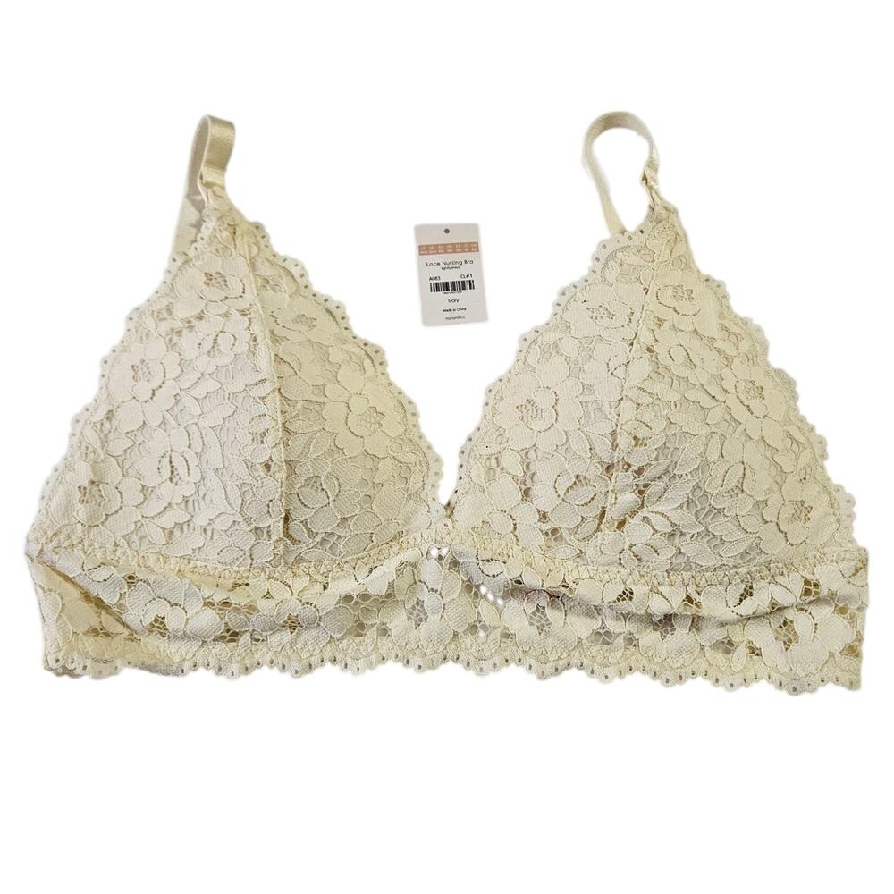 Momanda Nursing Bra Size 36DD New Without Tag Or Original Package Lace Cream